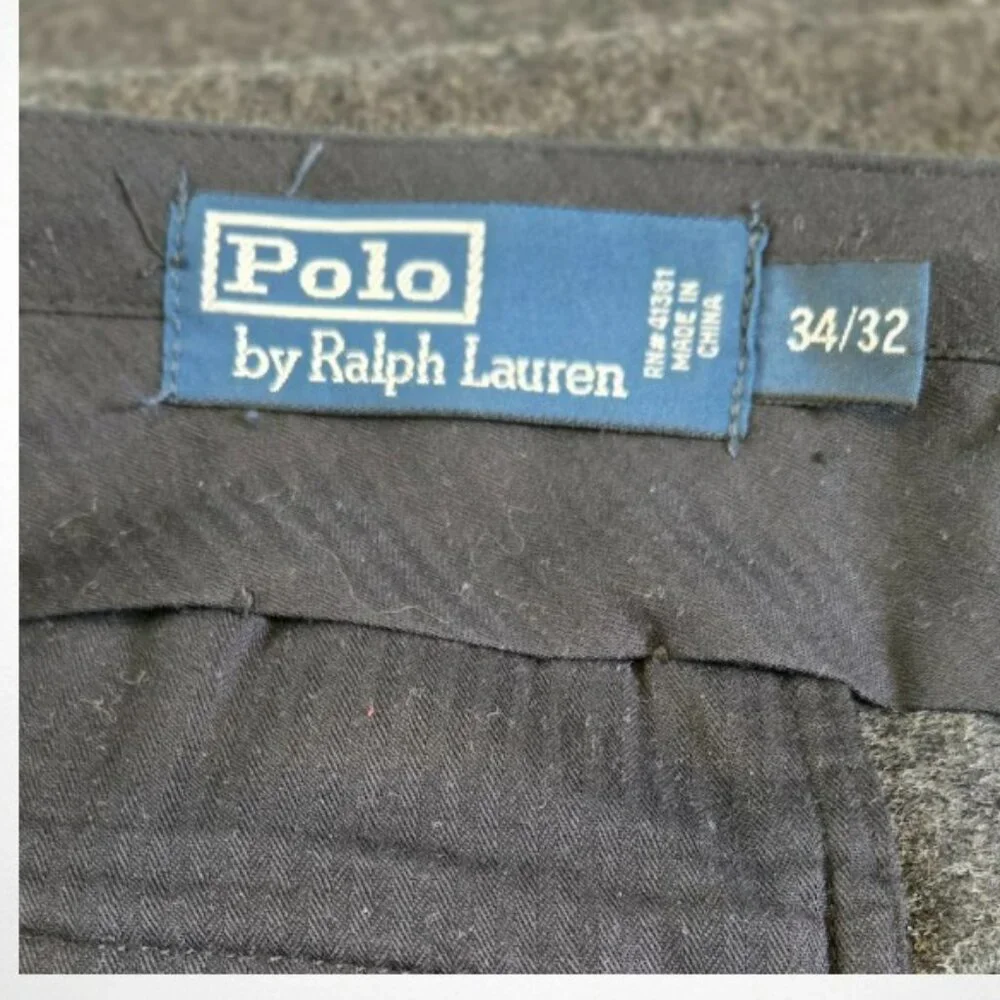 Polo by Ralph Lauren Size 34/32 Men's Dress Pants Wool Flannel Dark Gray - Picture 6 of 8